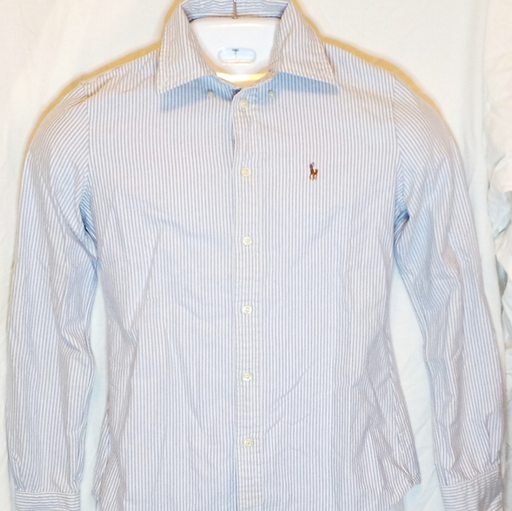 Ralph Lauren Custom Fit Shirt Size XS Blue/White Stripe